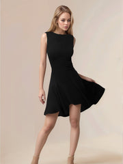 High-Low Round Neck Sleeveless Mini Dress