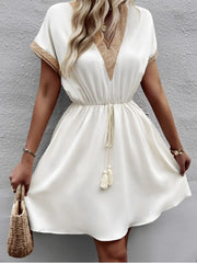 Full Size V-Neck Short Sleeve Dress Plus Size