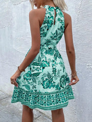 Printed Tie Waist Mini Dress