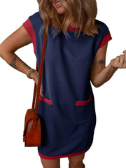 Round Neck Cap Sleeve Mini Dress