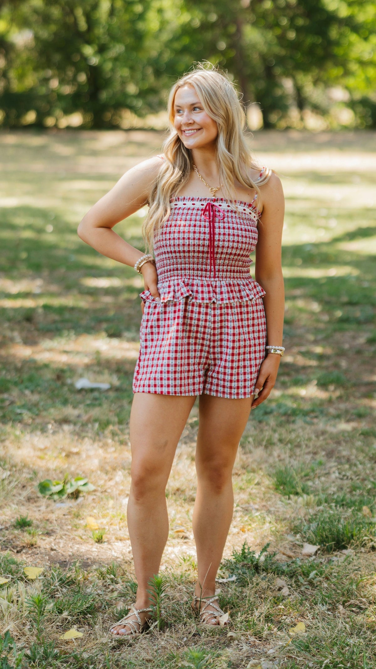 Lizzie Cherry Red Romper