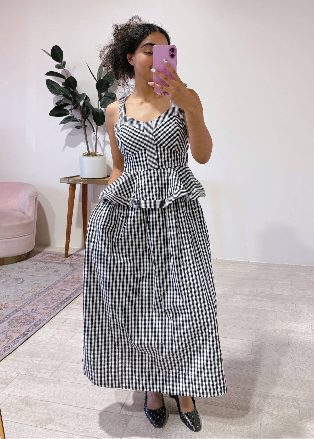 Gingham Midi Dress
