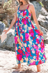 Floral Square Neck Cami Dress with Pockets