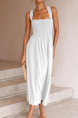 Crisscross Smocked Wide Strap Dress