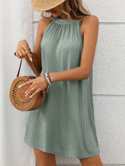 Textured Grecian Neck Mini Dress
