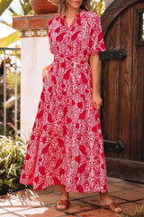 Paisley Print Side Slit Puff Sleeve High Waist Maxi Dress