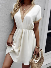 Full Size V-Neck Short Sleeve Dress Plus Size