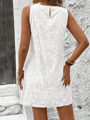 Texture Round Neck Sleeveless Mini Tank Dress