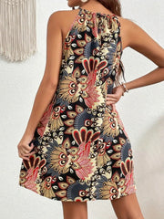 Printed Grecian Neck Mini Dress