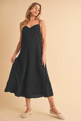 Aemi+Co Side Button Midi Cami Dress