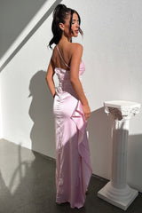 Elianna One Shoulder Satin Maxi Dress - Pink
