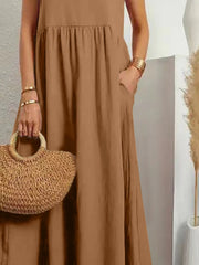 Full Size V-Neck Sleeveless Dress with Pockets Plus Size