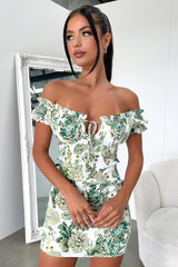 Maisie Dress - Green/White Floral